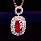 14k Gold 1.97 Ctw Natural Ruby & Diamond Pendant