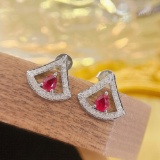 14k Gold 0.62 Ctw Vivid Red Natural Ruby & Diamond Earrings