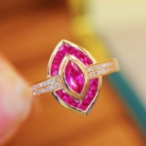 14k Gold 0.89 Ctw Natural Ruby & Diamond Ring