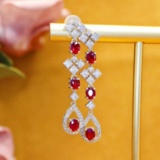 14k Gold 1.74 Ctw Natural Ruby & Diamond Earrings