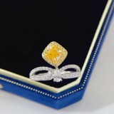 14k Gold 1.58 Ctw Natural Yellow Diamond & Diamond Ring