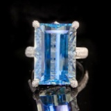 14k Gold 9.96 Ctw Natural Aquamarine & Diamond Ring