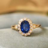 14k Gold 2.05 Ctw Natural Sapphire & Diamond Ring