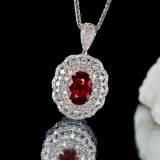 14k Gold 1.50 Ctw Natural Ruby & Diamond Pendant