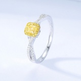 14k Gold 0.51 Ctw Natural Yellow Diamond & Diamond Ring