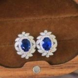14k Gold 2.16 Ctw Natural Sapphire & Diamond Earrings