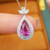 14k Gold 1.71 Ctw Natural Sapphire & Diamond Pendant