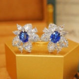 14k Gold 1.36 Ctw Natural Sapphire & Diamond Earrings