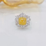 14k Gold 2.76 Ctw Natural Yellow Diamond & Diamond Ring/pendant