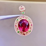 14k Gold 10.15 Ct Natural Tourmaline & Diamond Pendant