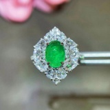 14k Gold 3.96 Ctw Vivid Green Natural Emerald & Sapphire Ring