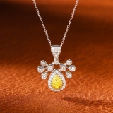 14k Gold 0.47 Ctw Natural Yellow Diamond & Diamond Necklace