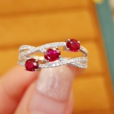 14k Gold 0.90 Ctw Natural Ruby & Diamond Ring
