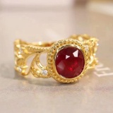 14k Gold 1.16 Ctw Natural Ruby & Diamond Ring