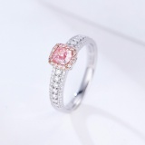 14k Gold 0.84 Ctw Natural Pink Diamond & Diamond Ring
