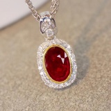 14k Gold 0.64 Ctw Natural Ruby & Diamond Pendant