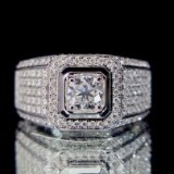 Gia Certified 14k Gold 1.4 Ctw Natural E Si1 Round Diamond & Men¡¯s Ring