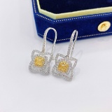 14k Gold 0.92 Ctw Natural Yellow Diamond & Diamond Earrings