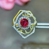 14k Gold 1.13 Ctw Natural Spinel & Diamond Ring
