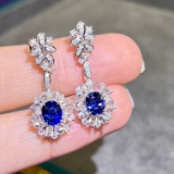 14k Gold 2.41 Ctw Natural Sapphire & Diamond Earrings
