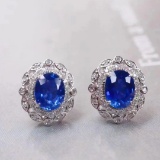 14k Gold 1.92 Ctw Natural Sapphire & Diamond Earrings