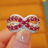 14k Gold 1.59 Ctw Vivid Red Natural Ruby & Diamond Ring