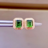14k Gold 3.06 Ct Natural Tourmaline & Diamond Earrings