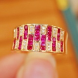 14k Gold 0.95 Ctw Natural Ruby & Diamond Ring