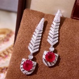 14k Gold 2.72 Ctw Vivid Red Natural Ruby & Diamond Earrings