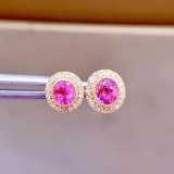 14k Gold 1.5 Ct Natural Spinel & Diamond Earrings