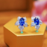 14k Gold 1.49 Ctw Natural Sapphire & Diamond Earrings