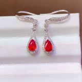 14k Gold 1.26 Ct Vivid Red Natural Ruby & Diamond Earrings