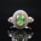 14k Gold 1.41 Ctw Natural Green Diamond & Diamond & Cocktail Ring