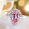14k Gold 3.17 Ctw Natural Morganite & Diamond & Cocktail Ring
