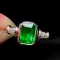14k Gold 1.58 Ctw Natural Emerald & Diamond & Solitaire Ring