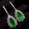 14k Gold 7.00 Ct Natural Emerald & Diamond Earrings