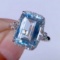 14k Gold 5.60 Ct Natural Aquamarine & Diamond & Solitaire Ring