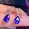 14k Gold 2.20 Ct Natural Sapphire & Diamond Earrings
