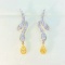 14k Gold 0.29 Ct Natural Yellow Diamond & Diamond Earrings