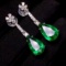 14k Gold 6.80 Ct Natural Emerald & Diamond Earrings