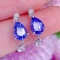 14k Gold 2.30 Ct Natural Tanzanite & Diamond Earrings