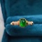 14k Gold 0.38 Ct Vivid Green Natural Emerald & Diamond & Solitaire Ring