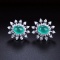 14k Gold 3.64 Ctw Natural Emerald & Diamond Earrings