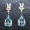 14k Gold 3.58 Ct Natural Aquamarine & Diamond Earrings