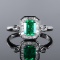 14k Gold 1.08 Ctw Natural Emerald & Diamond Ring
