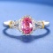 14k Gold 0.99 Ctw Natural Padparadscha Sapphire & Diamond Ring