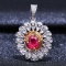 14k Gold 0.69 Ctw Natural Ruby & Diamond Pendant