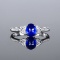 14k Gold 1.83 Ctw Natural Sapphire & Diamond & Solitaire Ring