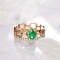 14k Gold 0.61 Ctw Natural Emerald & Diamond Ring