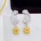 14k Gold 1.00 Ctw Natural Yellow Diamond & Diamond Earrings